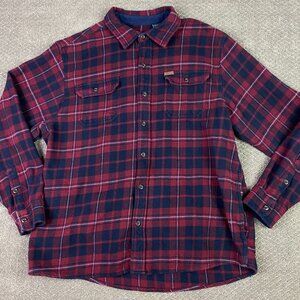 Orvis Flannel Shirt Jacket Shacket Men's XXL Red Blue Plaid Check 2XL Cotton